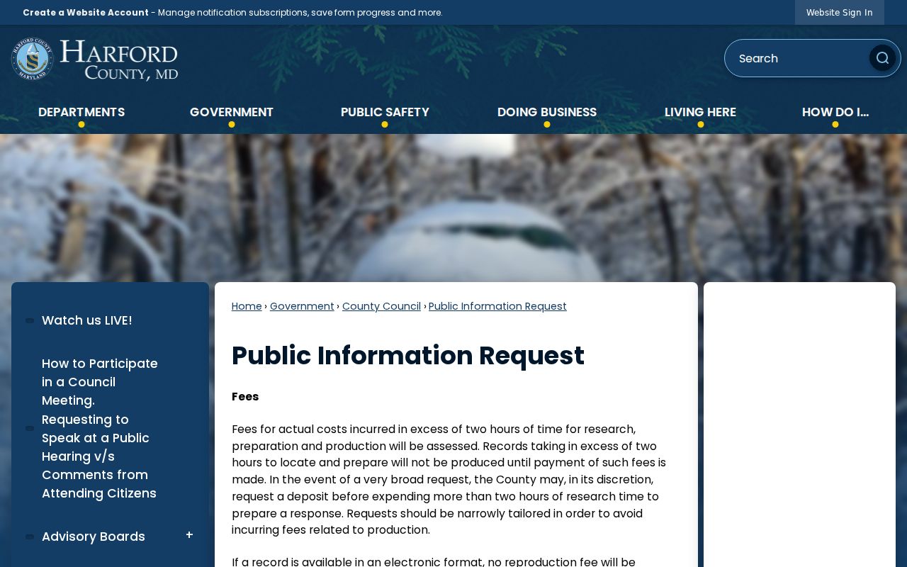 Harford County public records request instructions and submission choices