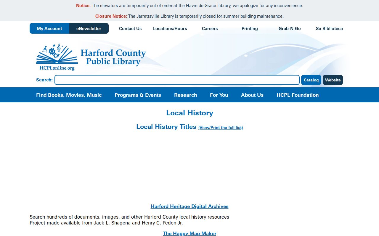 Harford County people directories in local history collections