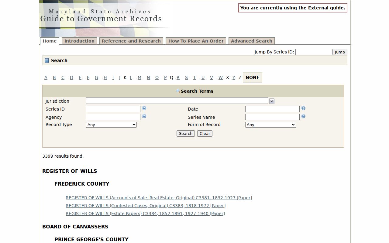 Maryland State Archives Harford County historical voter records series